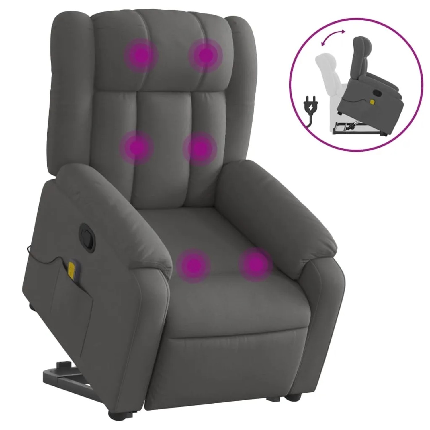 vidaXL Massagesessel mit Aufstehhilfe Dunkelgrau Samt Modell 6