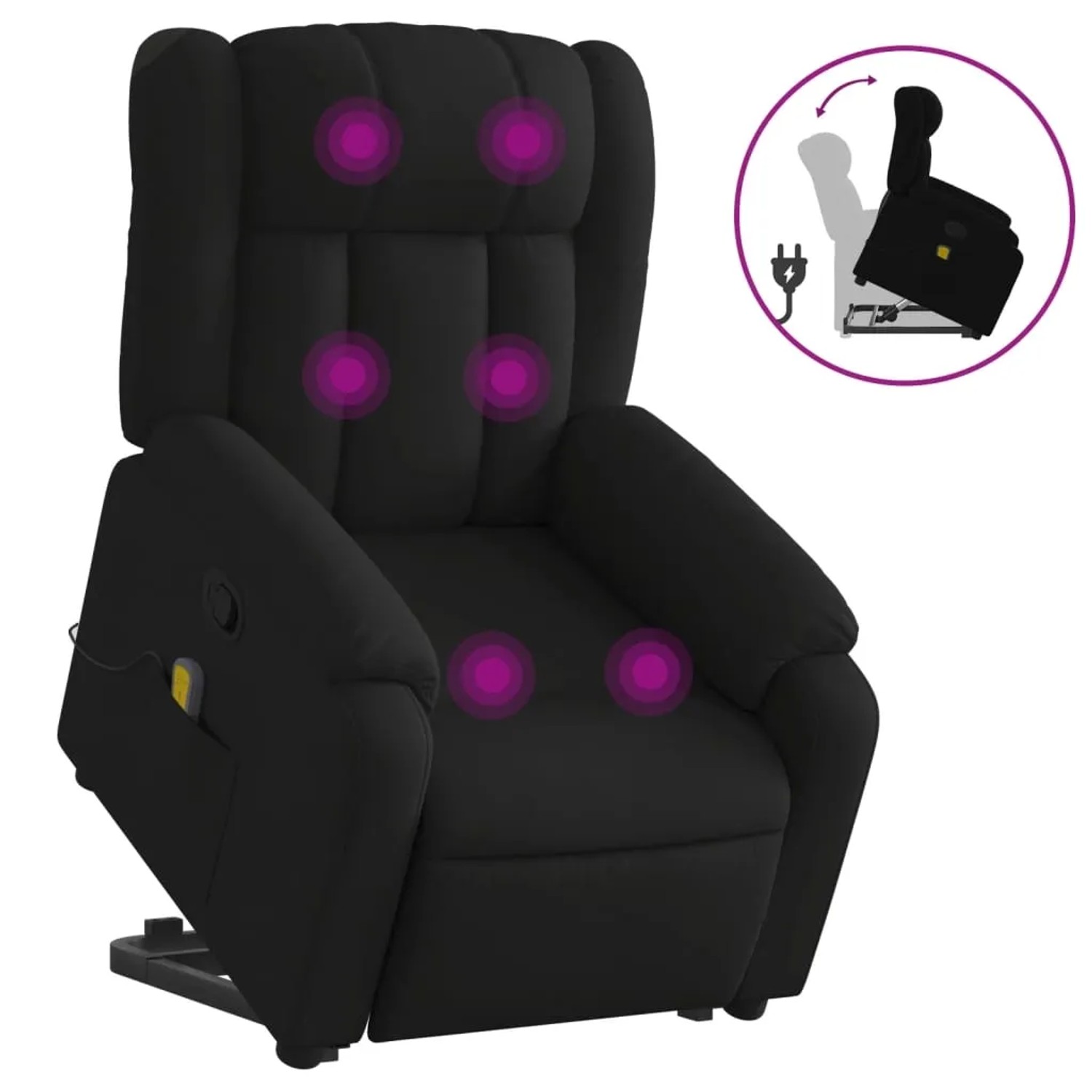 vidaXL Massagesessel mit Aufstehhilfe Schwarz Stoff Modell 2
