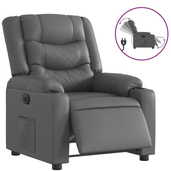 vidaXL Relaxsessel Elektrisch Grau Kunstleder 3206546