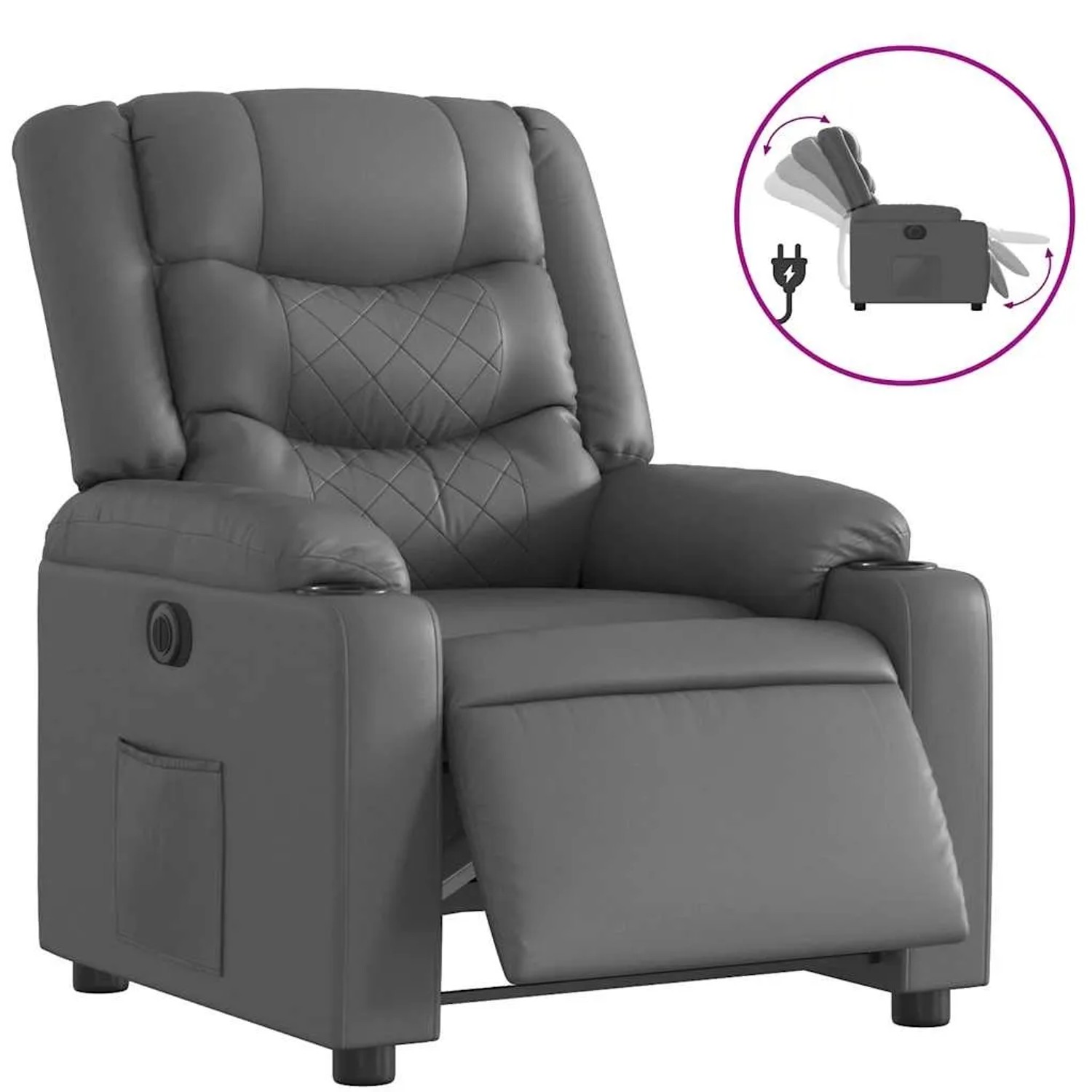 vidaXL Relaxsessel Elektrisch Grau Kunstleder 3206546