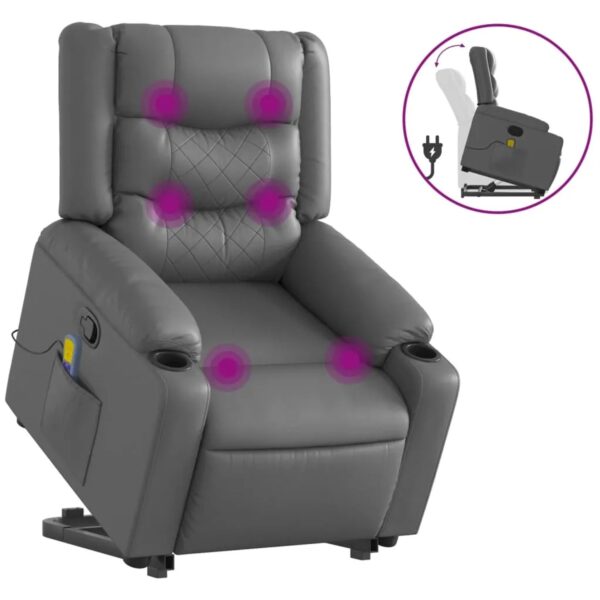 vidaXL Massagesessel mit Aufstehhilfe Grau Kunstleder Modell 11