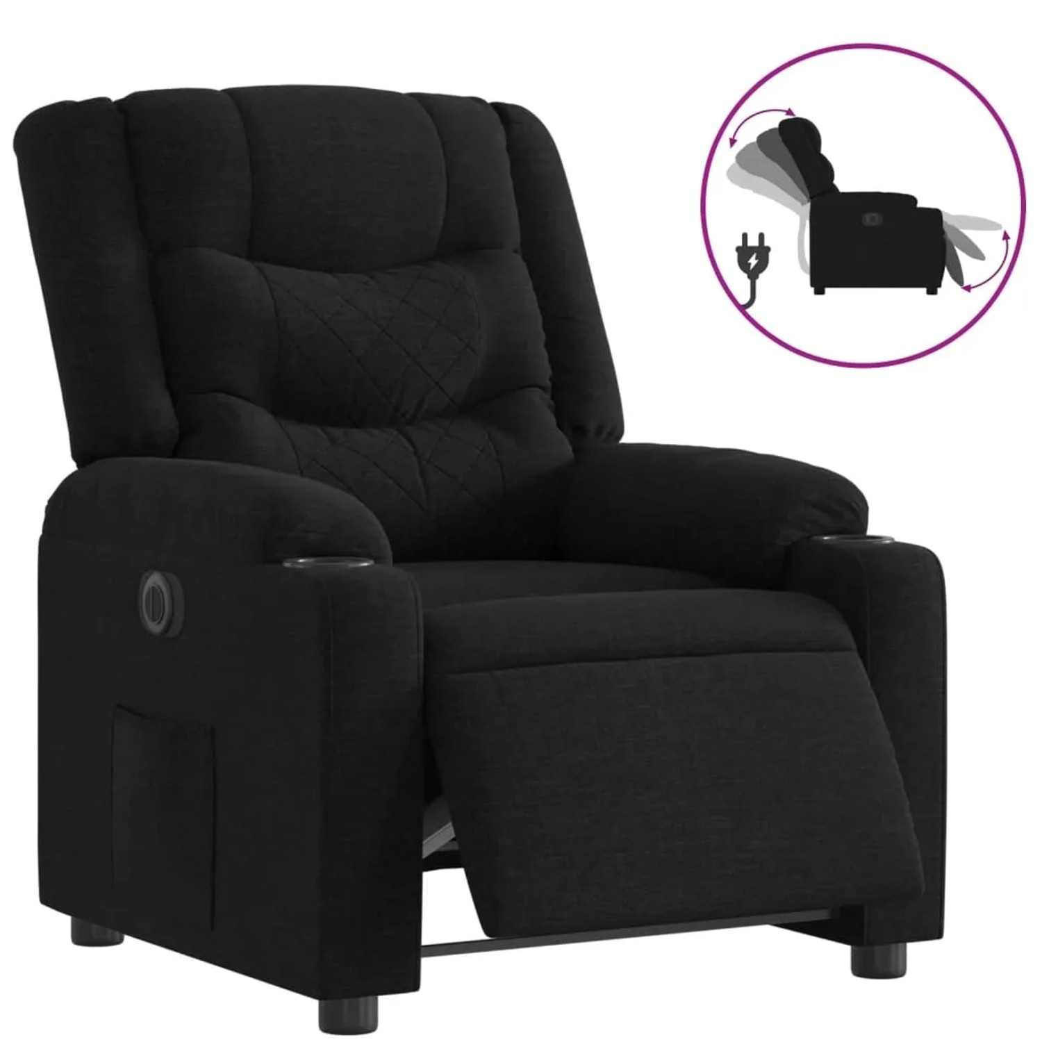 vidaXL Relaxsessel Elektrisch Schwarz Stoff 3206569