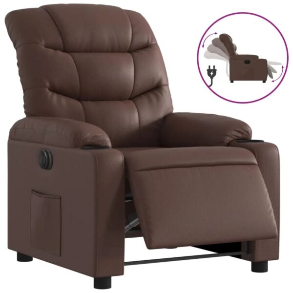 vidaXL Elektrischer Relaxsessel Braun Kunstleder 3206587 vidaXL Elektrischer Relaxsessel Braun Kunstleder 3206587