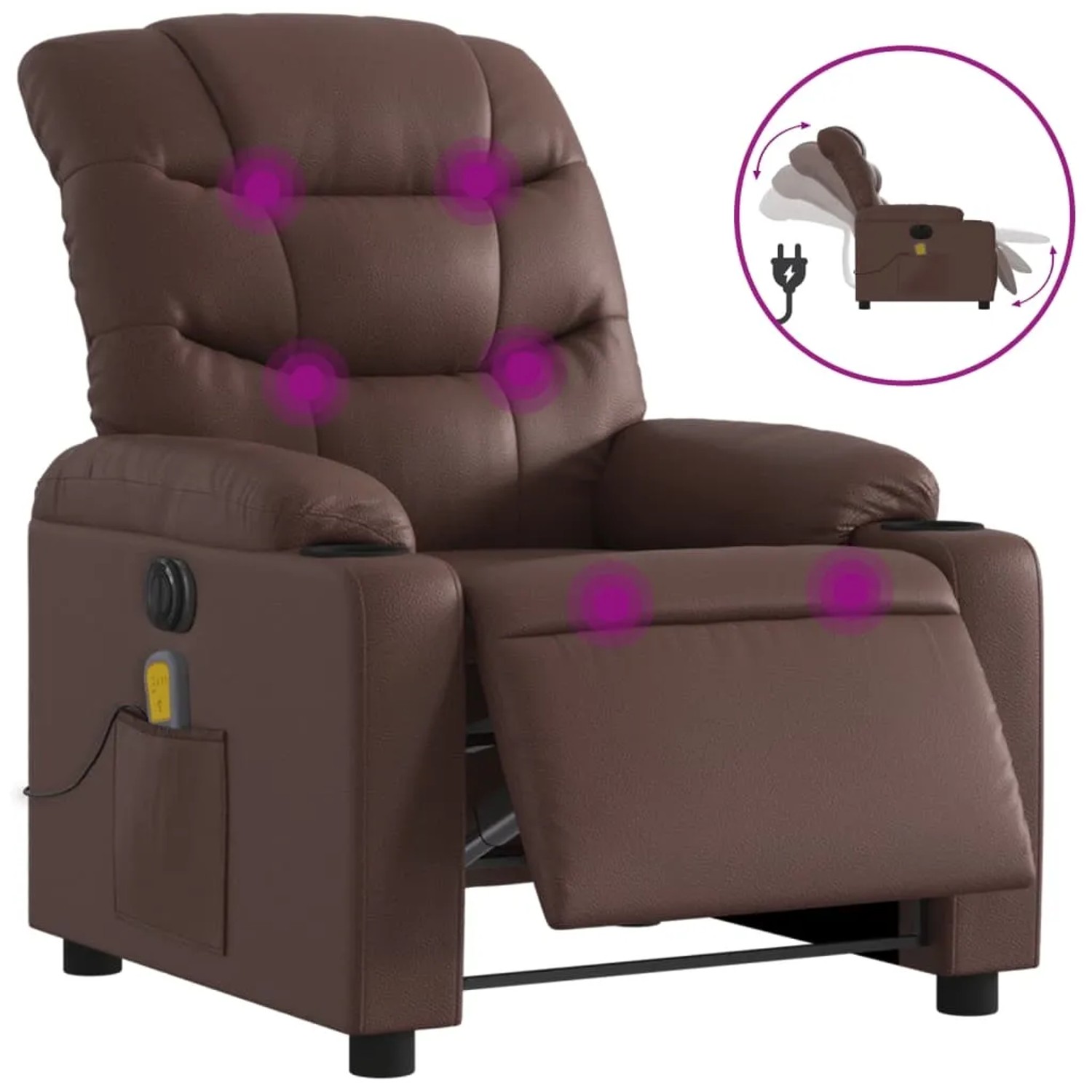 vidaXL Massagesessel Elektrisch Braun Kunstleder Modell 10