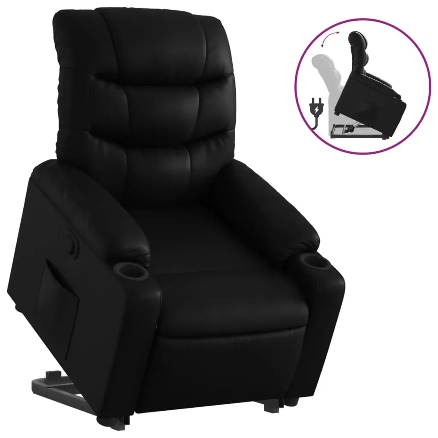 vidaXL Relaxsessel mit Aufstehhilfe Schwarz Kunstleder Modell 9
