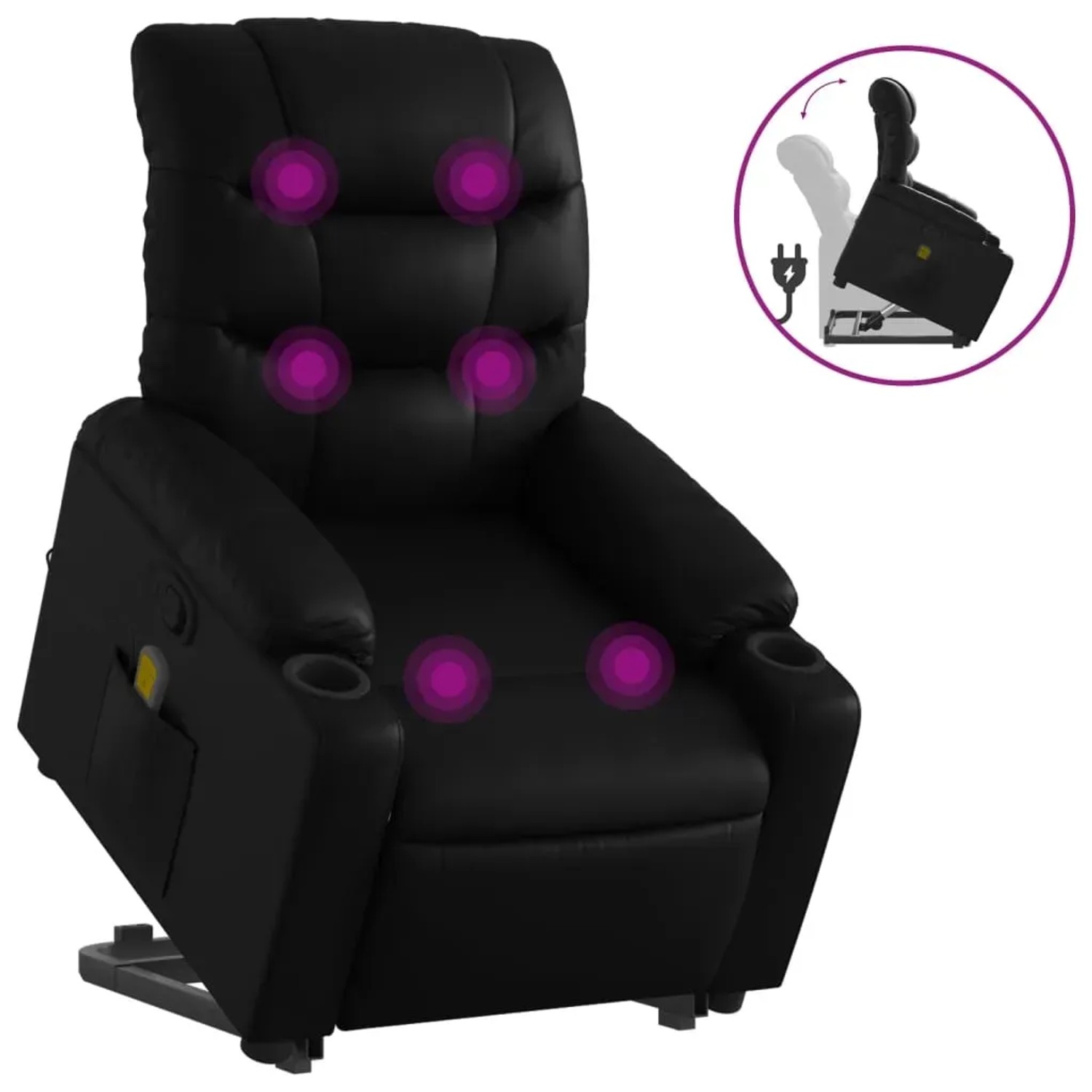 vidaXL Massagesessel mit Aufstehhilfe Schwarz Kunstleder Modell 9