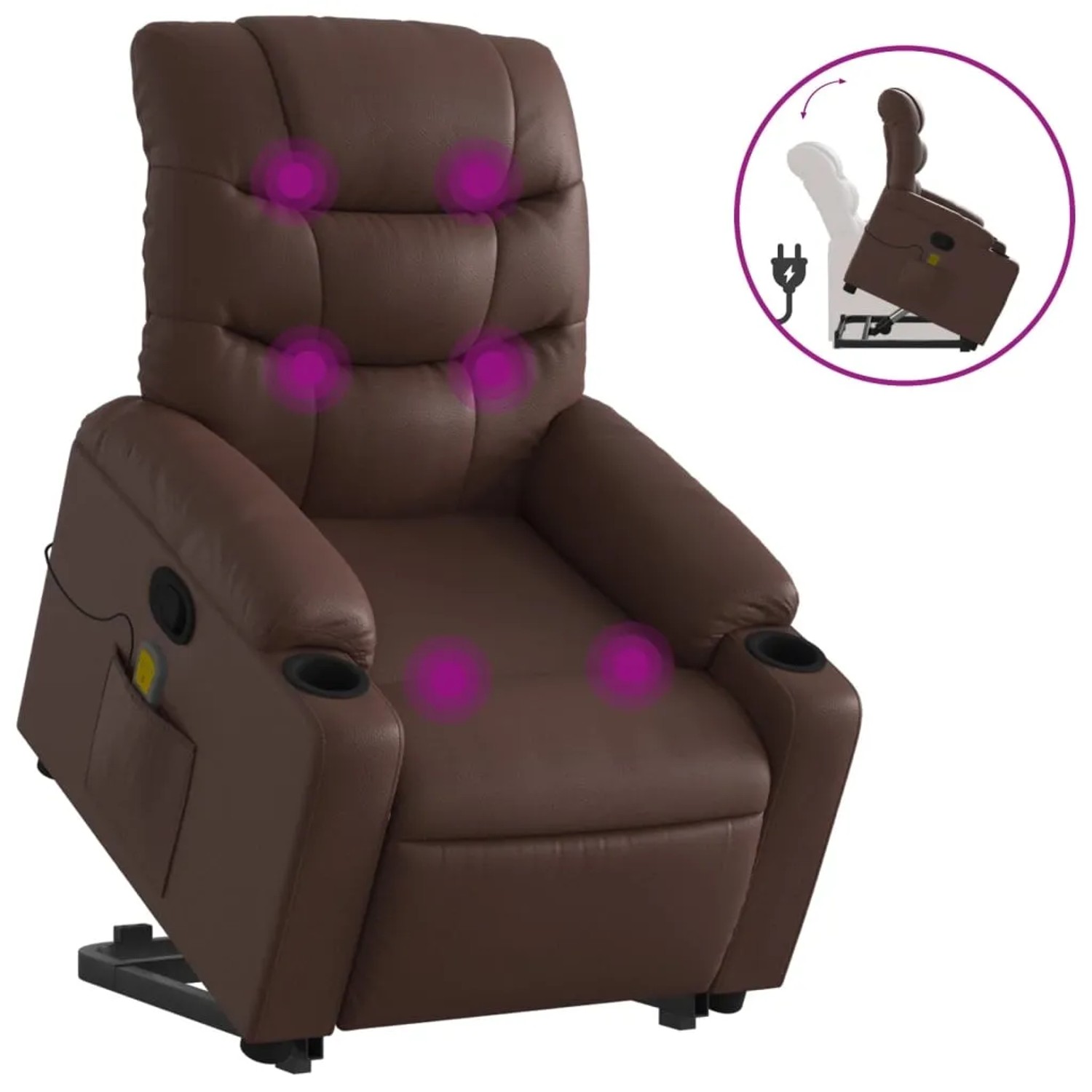 vidaXL Massagesessel mit Aufstehhilfe Braun Kunstleder Modell 3