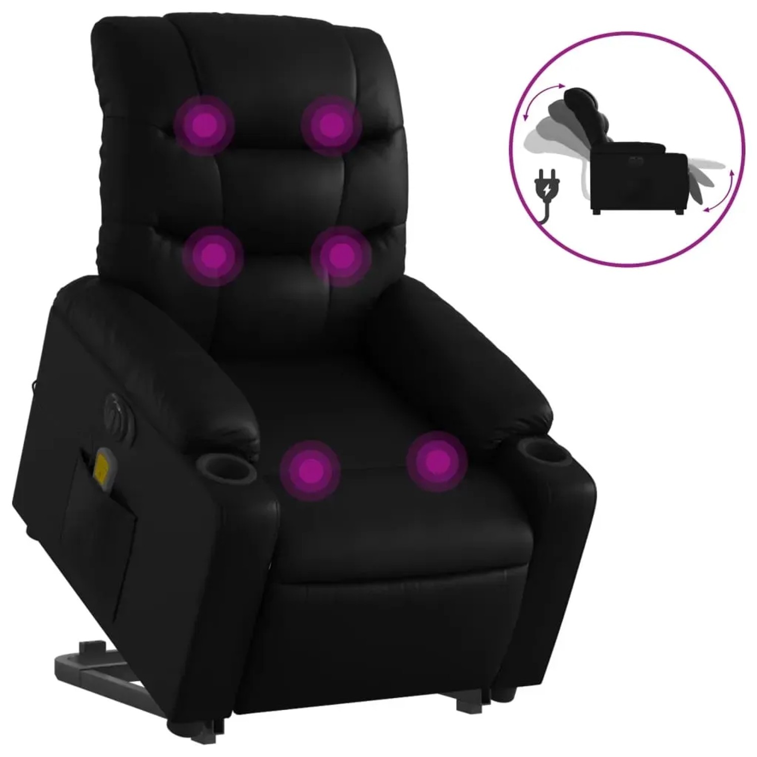 vidaXL Massagesessel mit Aufstehhilfe Elektrisch Schwarz Kunstleder Modell 2