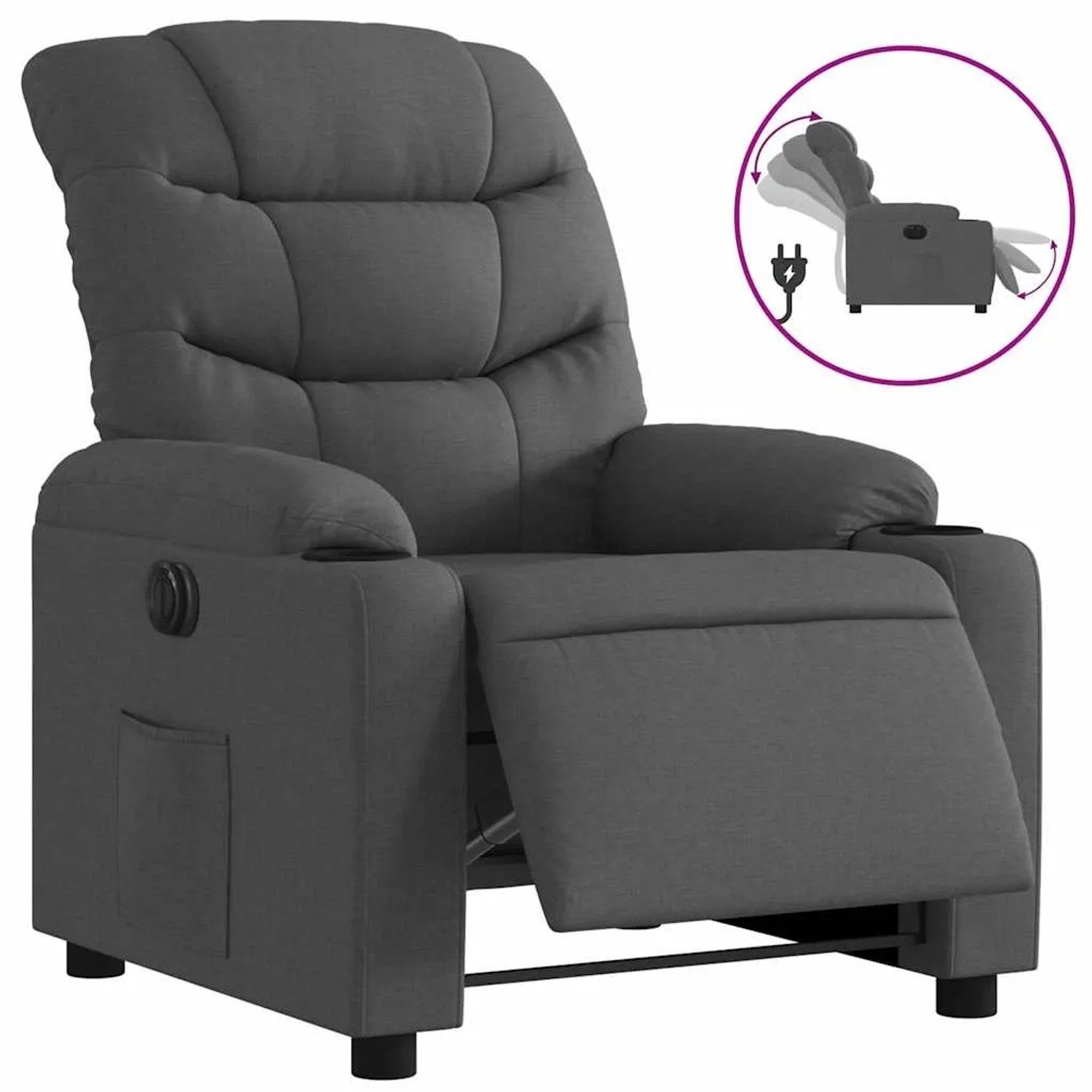 vidaXL Relaxsessel Elektrisch Dunkelgrau Stoff 3206628