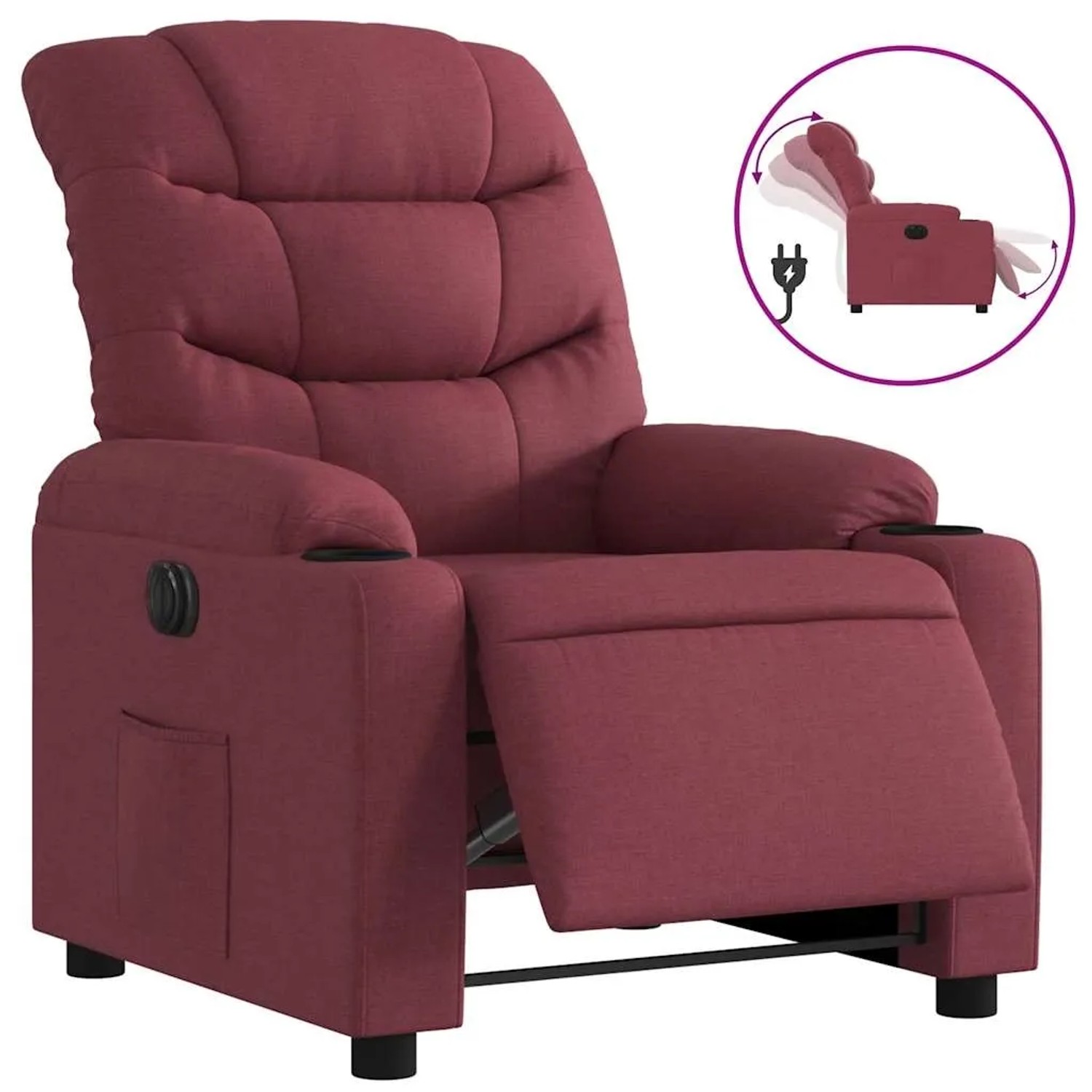 vidaXL Relaxsessel Elektrisch Weinrot Stoff 3206630