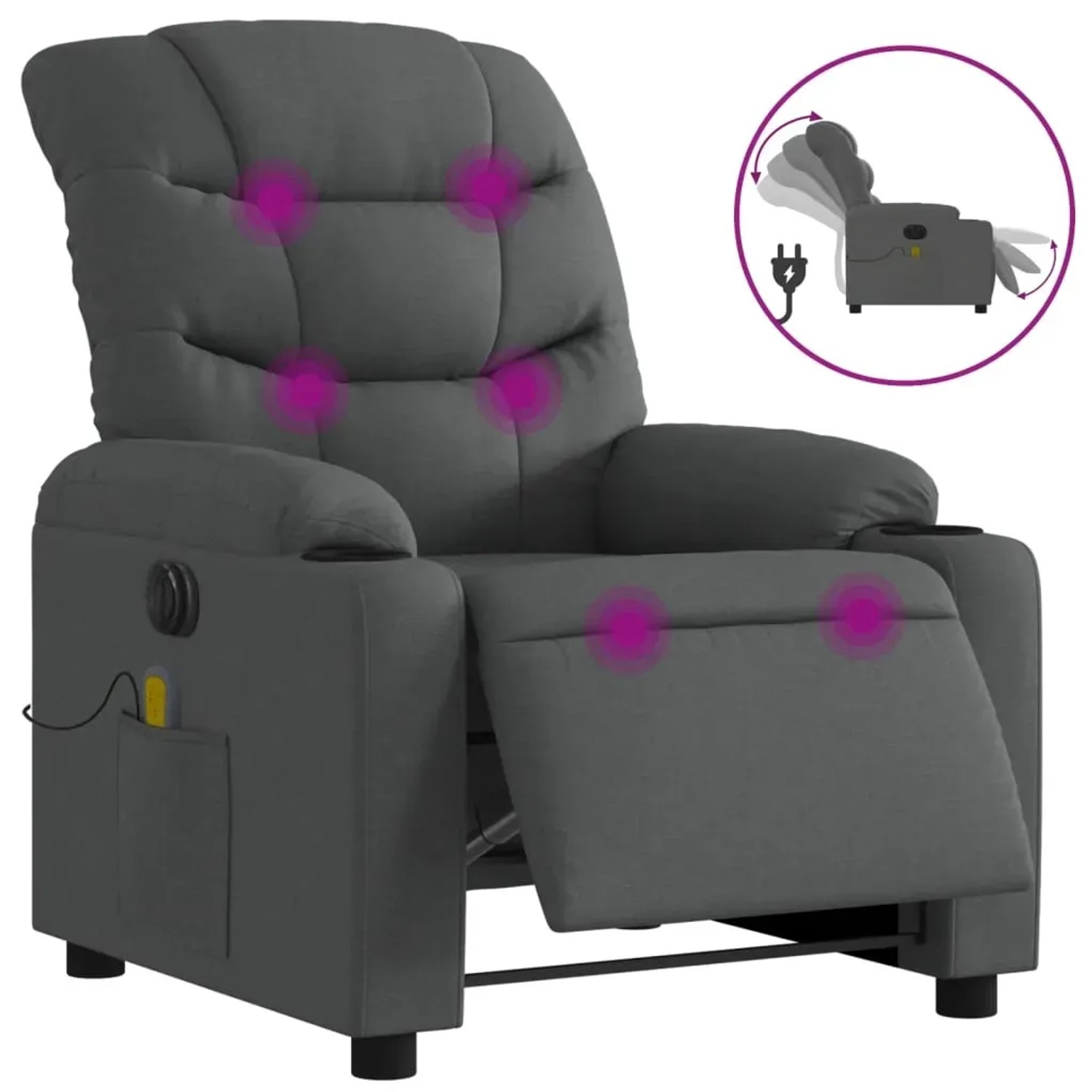 vidaXL Massagesessel Elektrisch Dunkelgrau Samt Modell 4