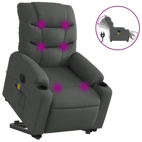vidaXL Elektrischer Massagesessel mit Aufstehhilfe Dunkelgrau Stoff Modell 9