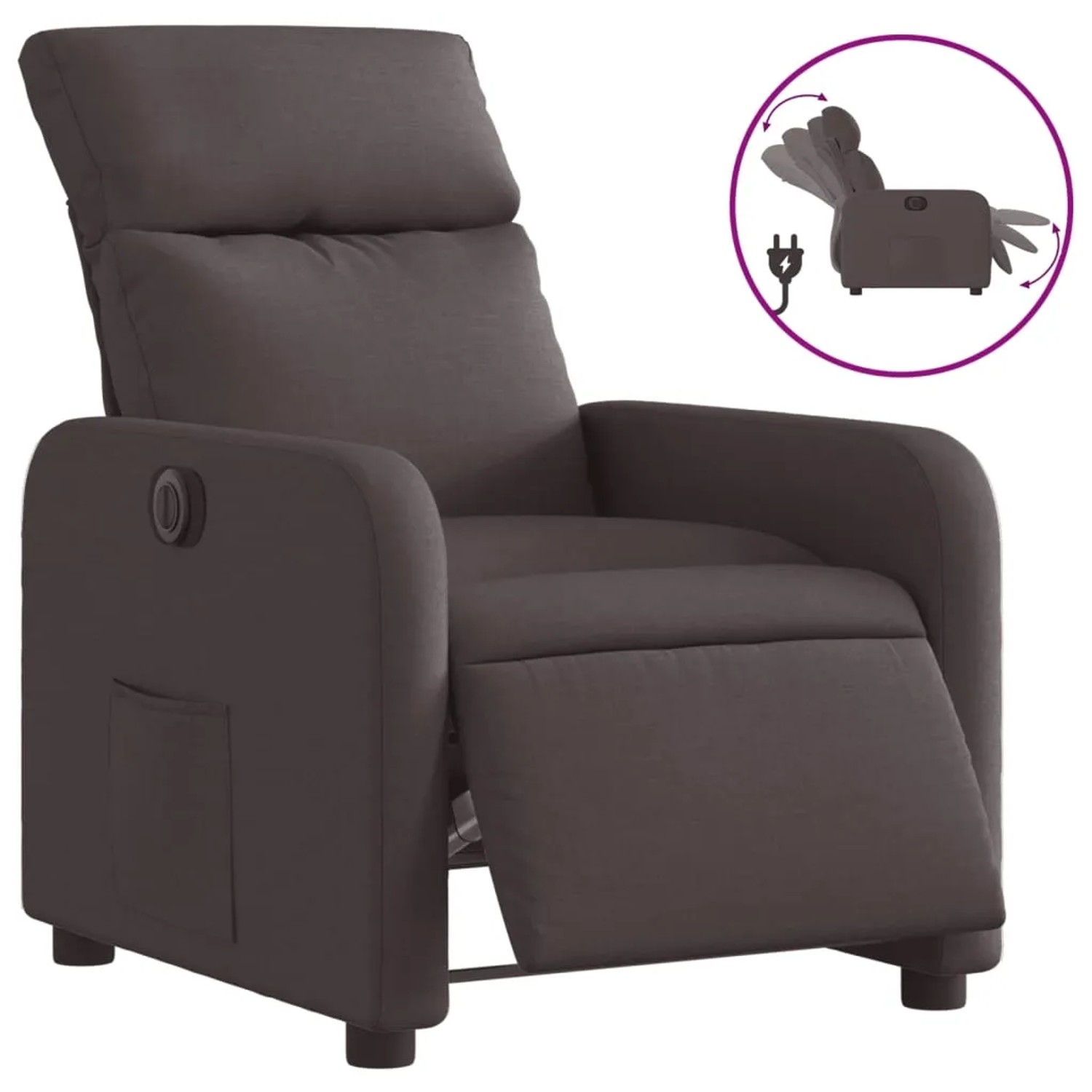 vidaXL Relaxsessel Elektrisch Dunkelbraun Stoff Modell 28