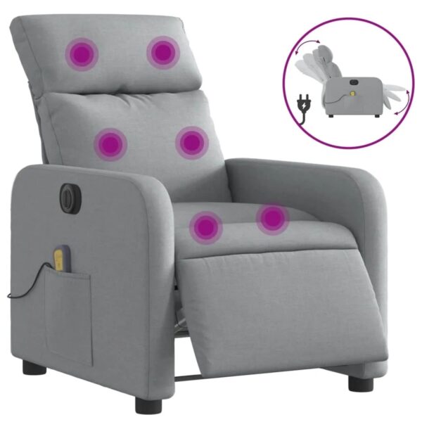 vidaXL Massagesessel Elektrisch Hellgrau Samt Modell 15