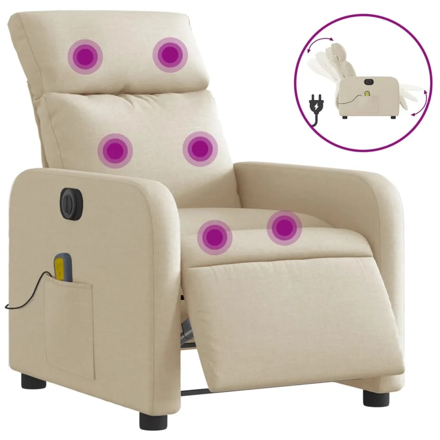 vidaXL Massagesessel Elektrisch Creme Stoff Modell 13
