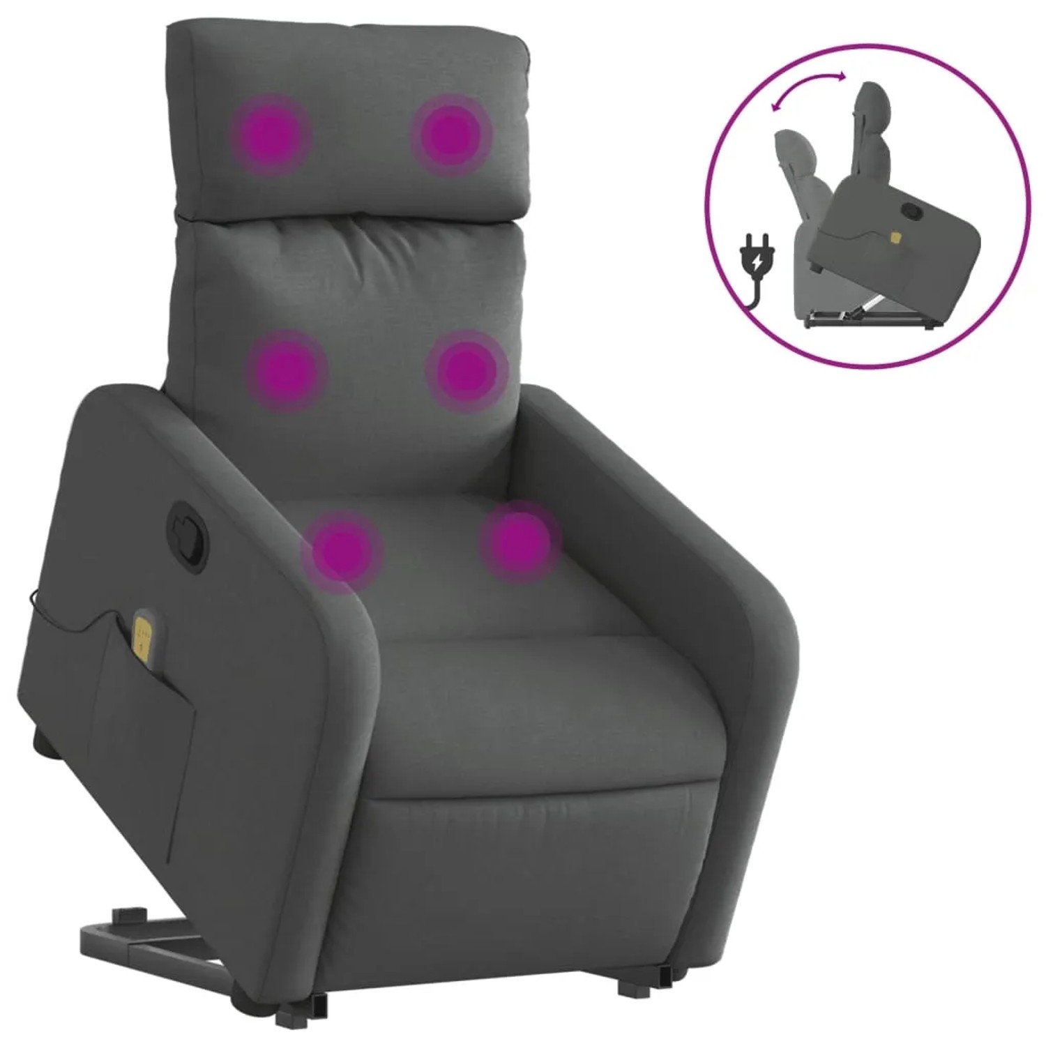 vidaXL Massagesessel mit Aufstehhilfe Dunkelgrau Samt Modell 17