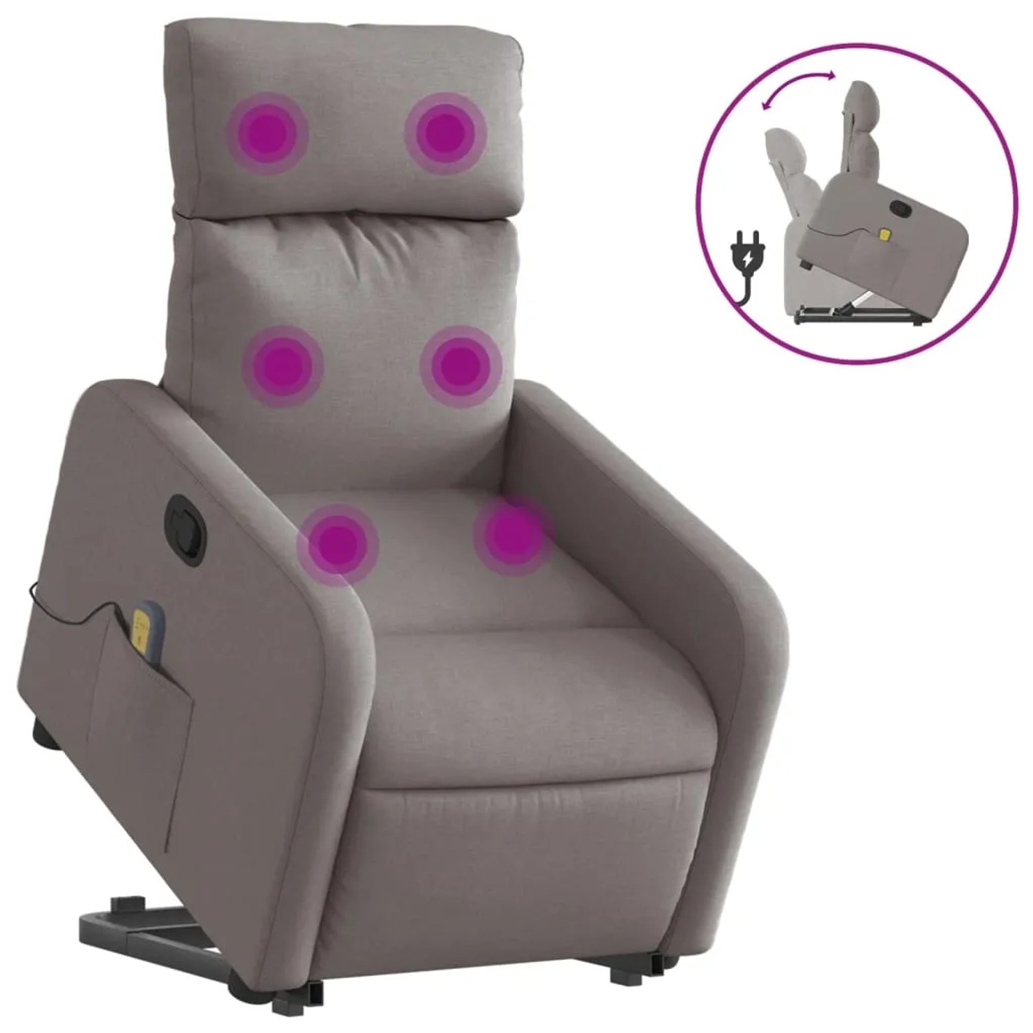 vidaXL Massagesessel mit Aufstehhilfe Taupe Stoff Modell 13