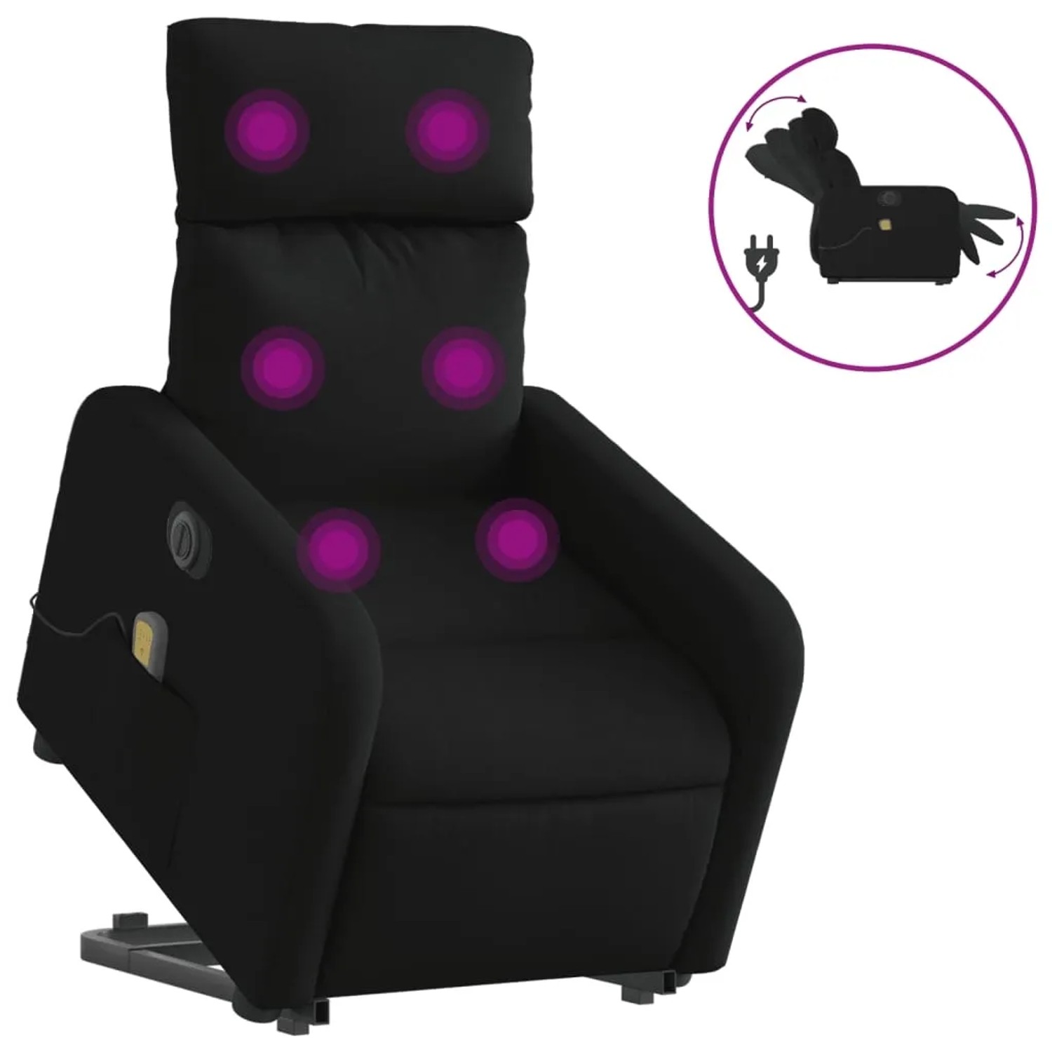 vidaXL Elektrischer Massagesessel mit Aufstehhilfe Schwarz Stoff Modell 15