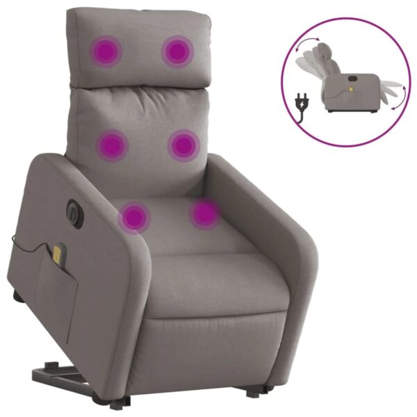 vidaXL Elektrischer Massagesessel mit Aufstehhilfe Taupe Stoff Modell 13