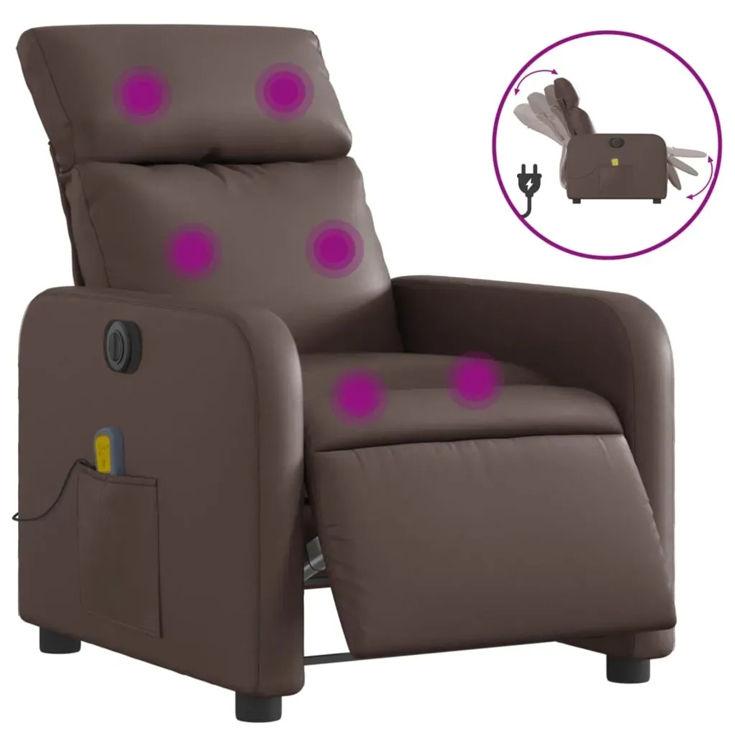 vidaXL Massagesessel Elektrisch Braun Kunstleder Modell 12