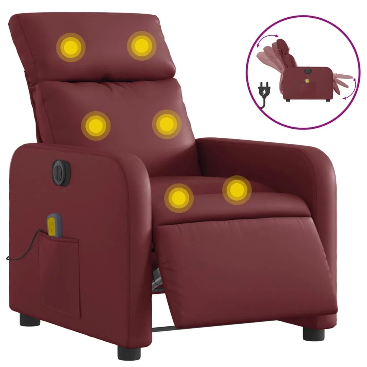 vidaXL Massagesessel Elektrisch Weißrot Kunstleder Modell 10
