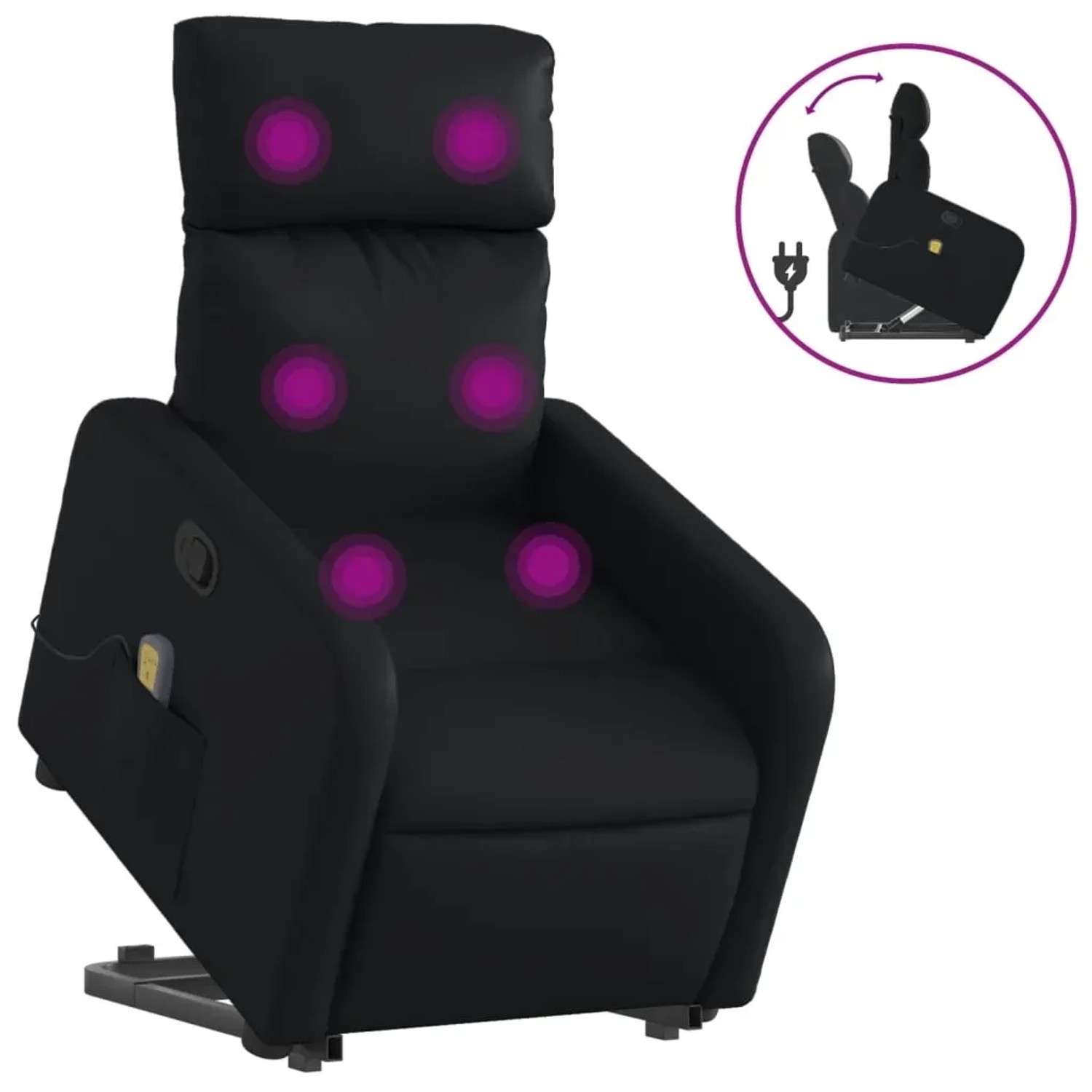 vidaXL Massagesessel mit Aufstehhilfe Schwarz Kunstleder Modell 14