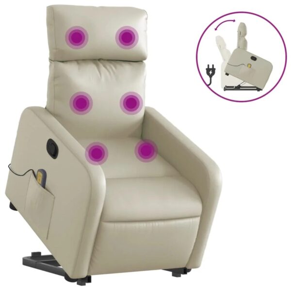 vidaXL Massagesessel mit Aufstehhilfe Creme Kunstleder Modell 12