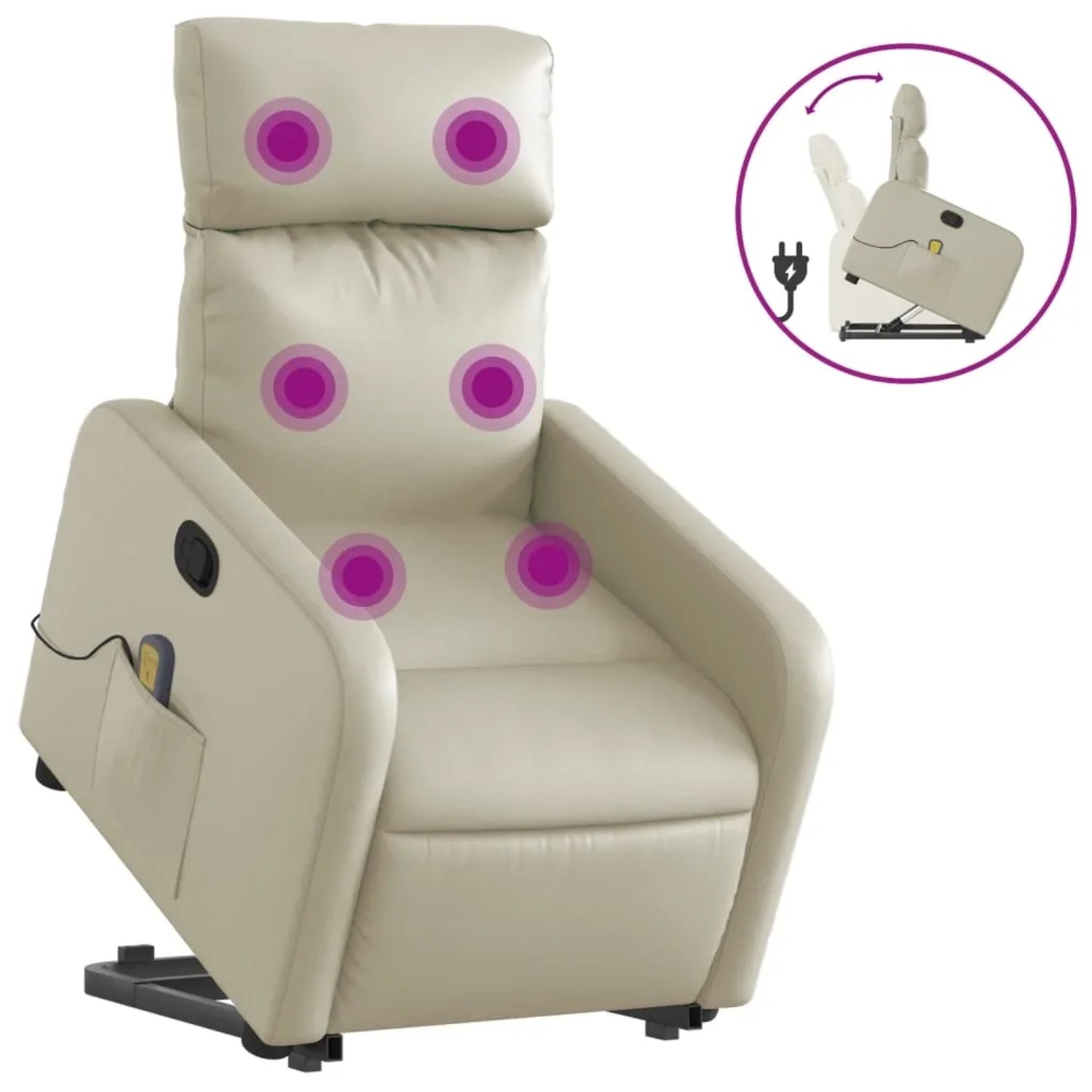 vidaXL Massagesessel mit Aufstehhilfe Creme Kunstleder Modell 12