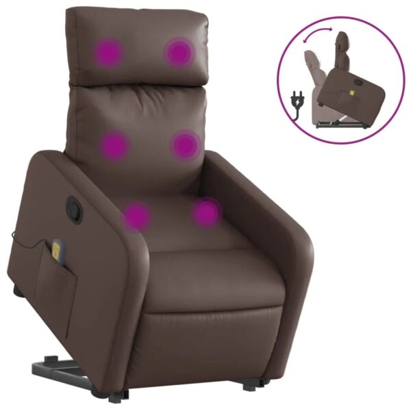 vidaXL Massagesessel mit Aufstehhilfe Braun Kunstleder Modell 11