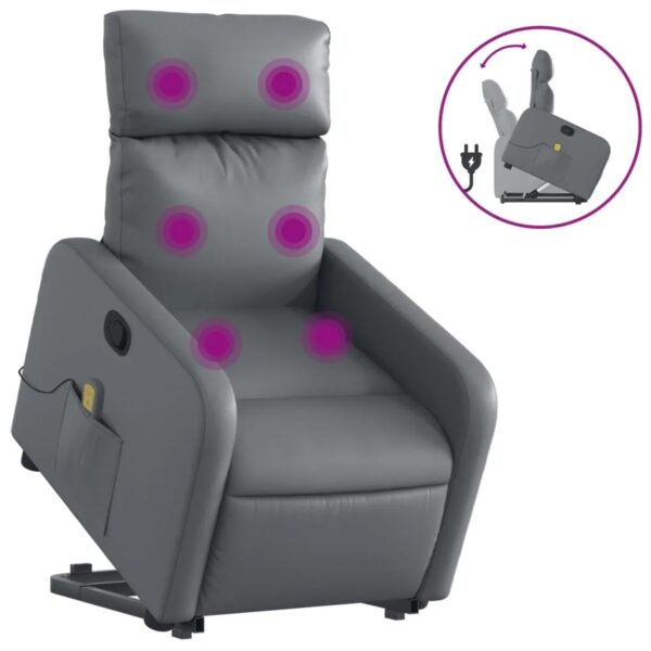 vidaXL Massagesessel mit Aufstehhilfe Grau Kunstleder Modell 12