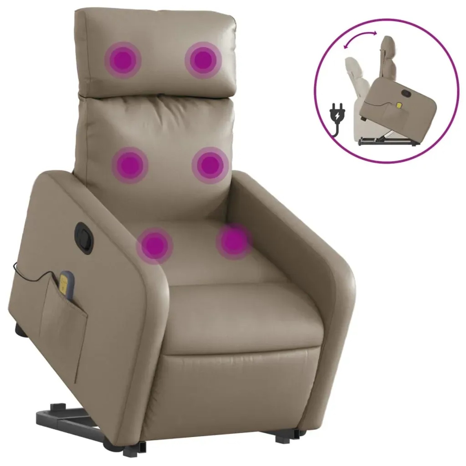 vidaXL Massagesessel mit Aufstehhilfe Cappuccino-Braun Kunstleder Modell 10