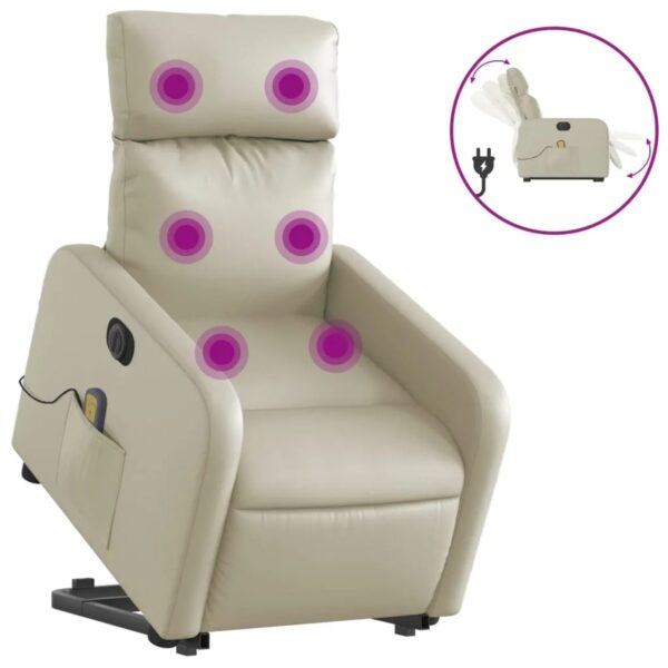 vidaXL Massagesessel mit Aufstehhilfe Elektrisch Creme Kunstleder Modell 12