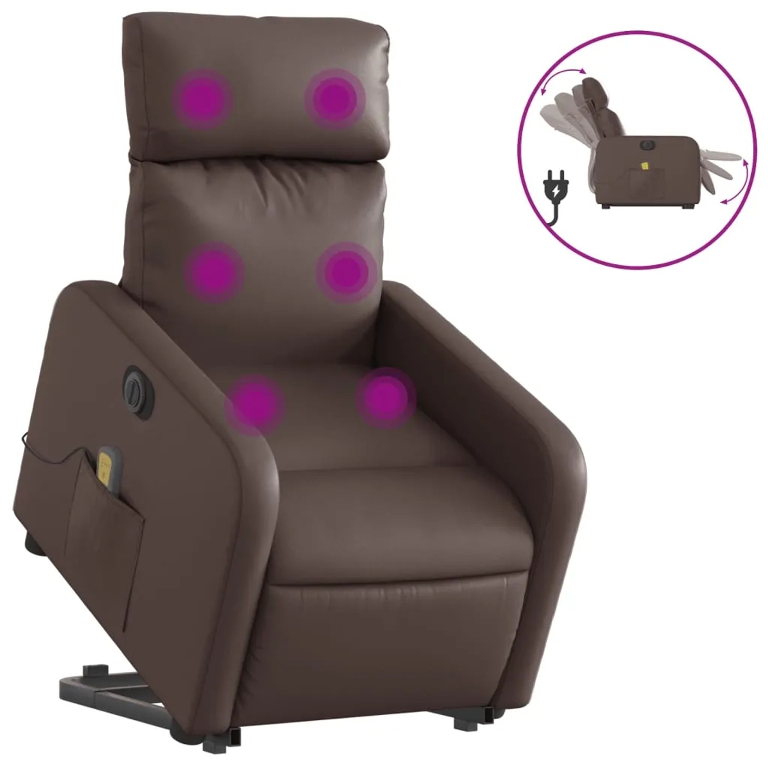 vidaXL Massagesessel mit Aufstehhilfe Elektrisch Braun Kunstleder Modell 11