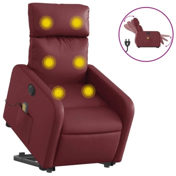 vidaXL Massagesessel mit Aufstehhilfe Elektrisch Weißrot Kunstleder Modell 10