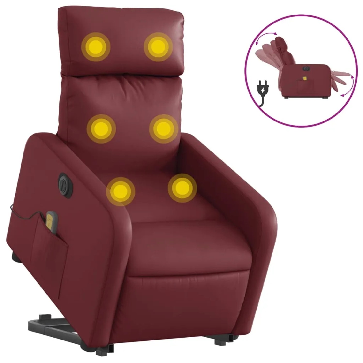 vidaXL Massagesessel mit Aufstehhilfe Elektrisch Weißrot Kunstleder Modell 10