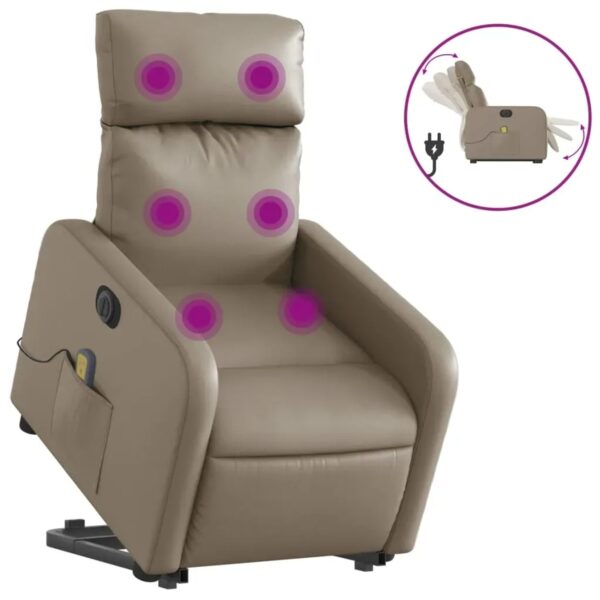 vidaXL Massagesessel mit Aufstehhilfe Elektrisch Cappuccino Kunstleder Modell 9