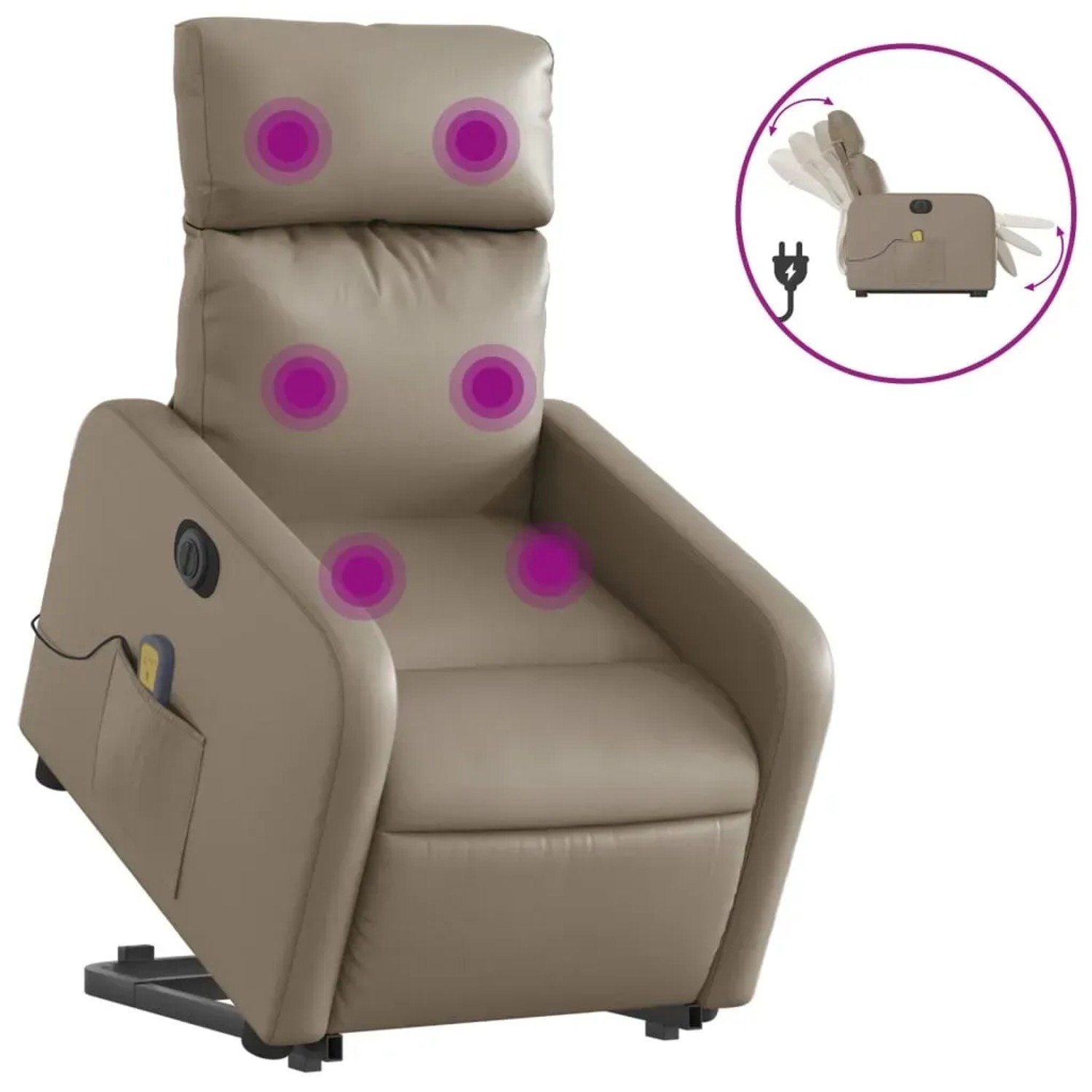 vidaXL Massagesessel mit Aufstehhilfe Elektrisch Cappuccino Kunstleder Modell 9