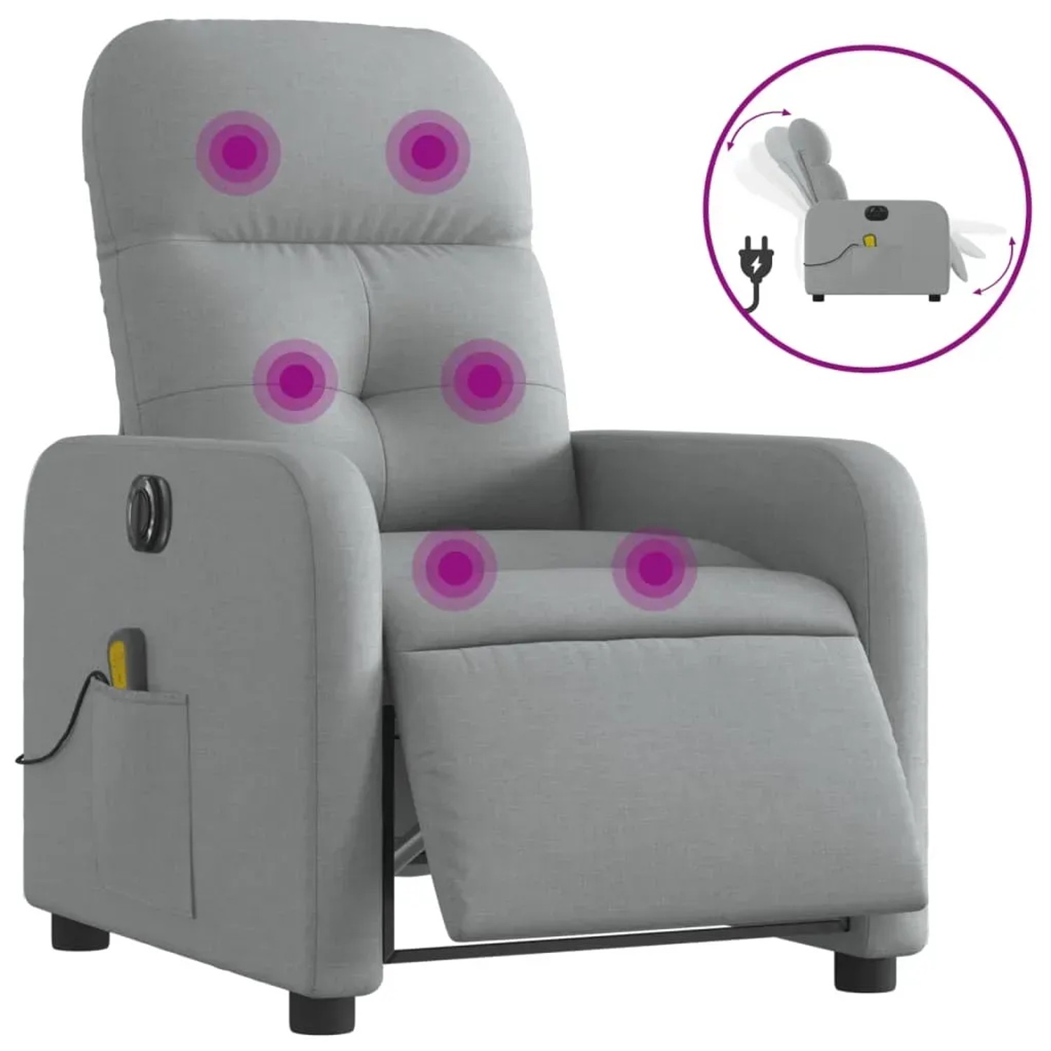 vidaXL Massagesessel Elektrisch Hellgrau Samt Modell 16