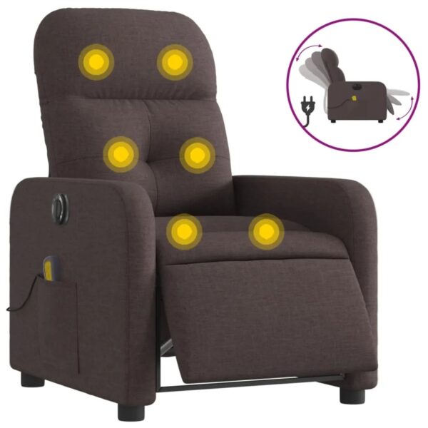 vidaXL Massagesessel Elektrisch Dunkelbraun Stoff Modell 11