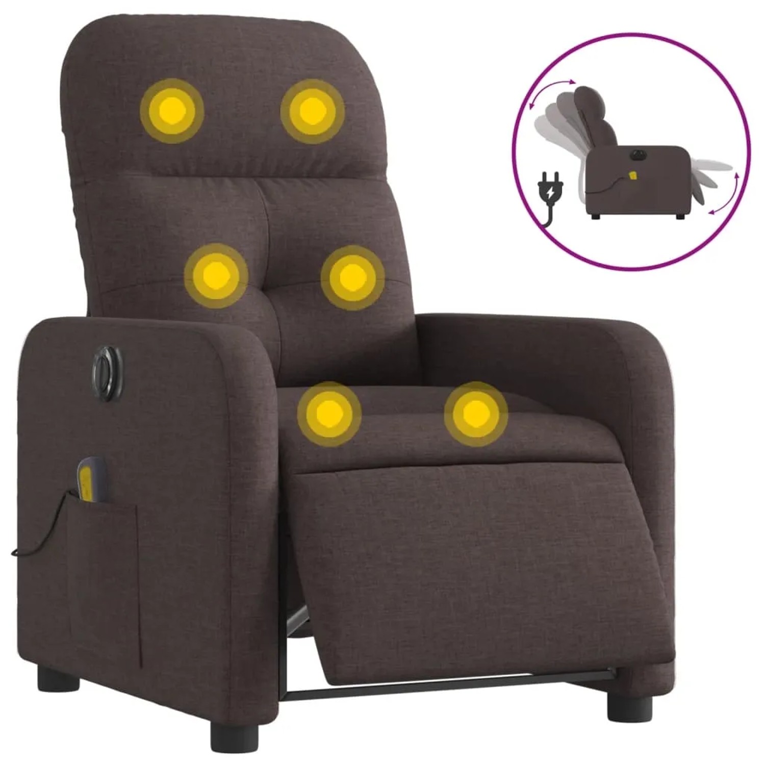 vidaXL Massagesessel Elektrisch Dunkelbraun Stoff Modell 11
