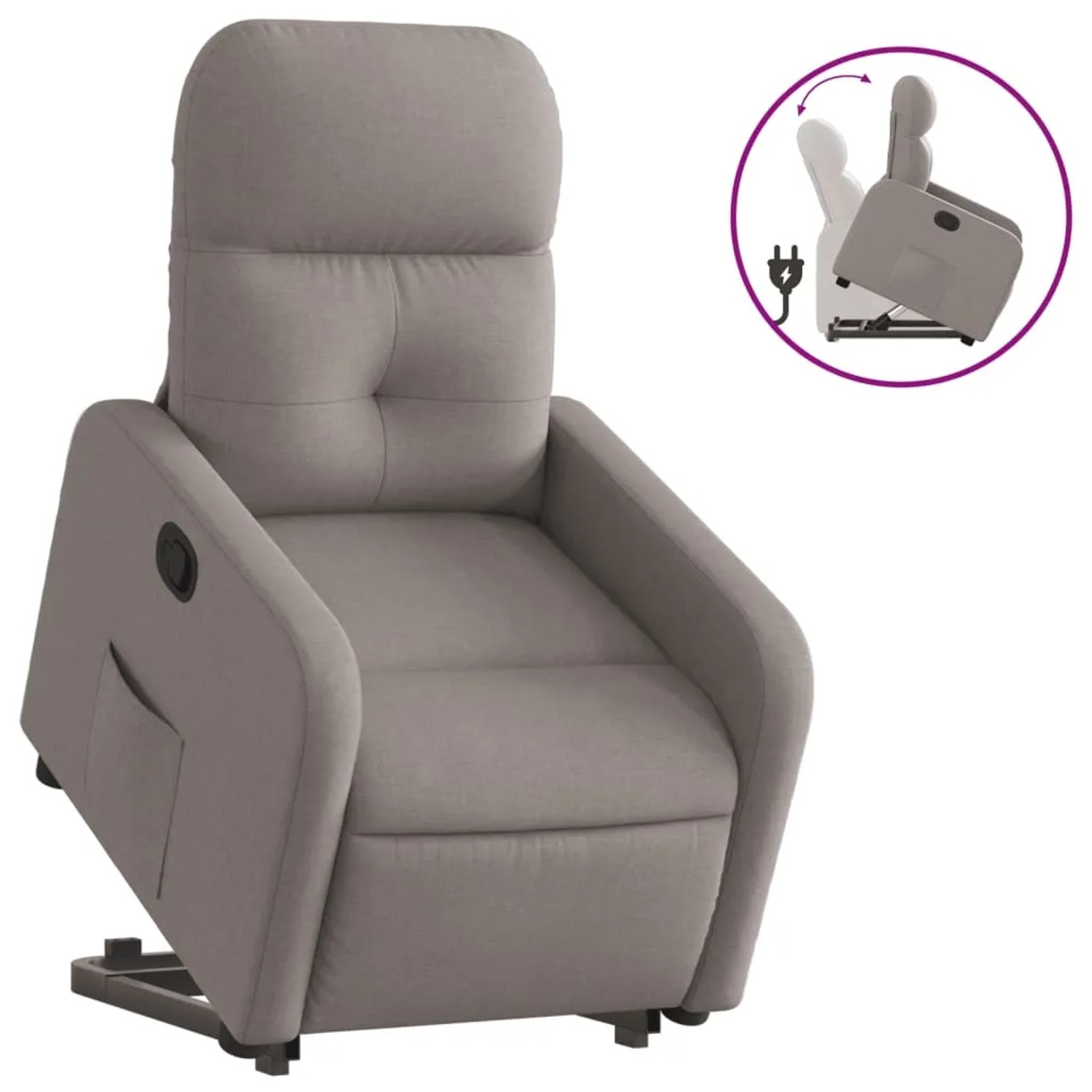 vidaXL Relaxsessel mit Aufstehhilfe Taupe Stoff Modell 25