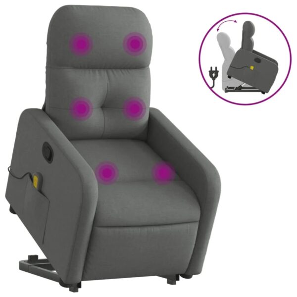 vidaXL Massagesessel mit Aufstehhilfe Dunkelgrau Samt Modell 15
