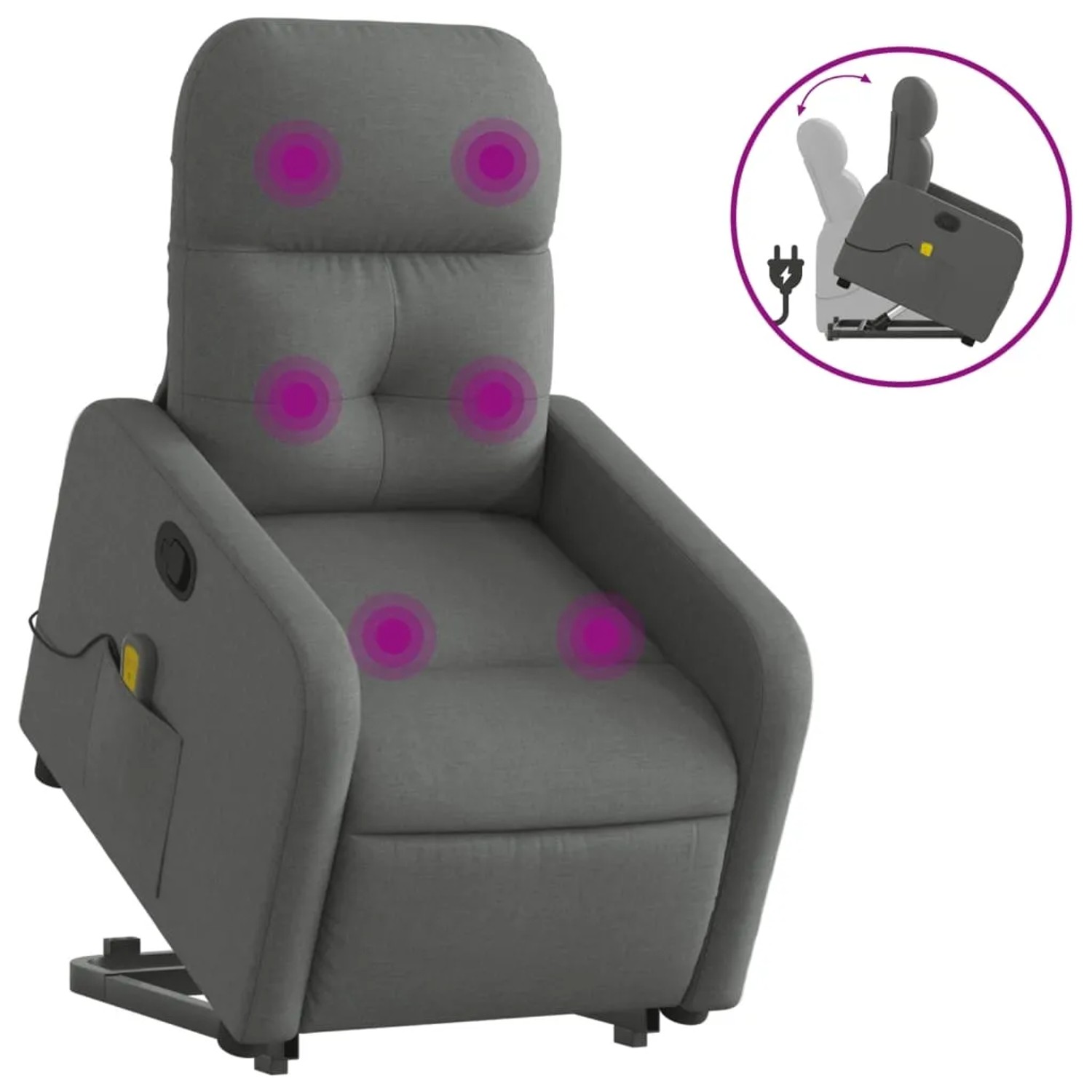 vidaXL Massagesessel mit Aufstehhilfe Dunkelgrau Samt Modell 15