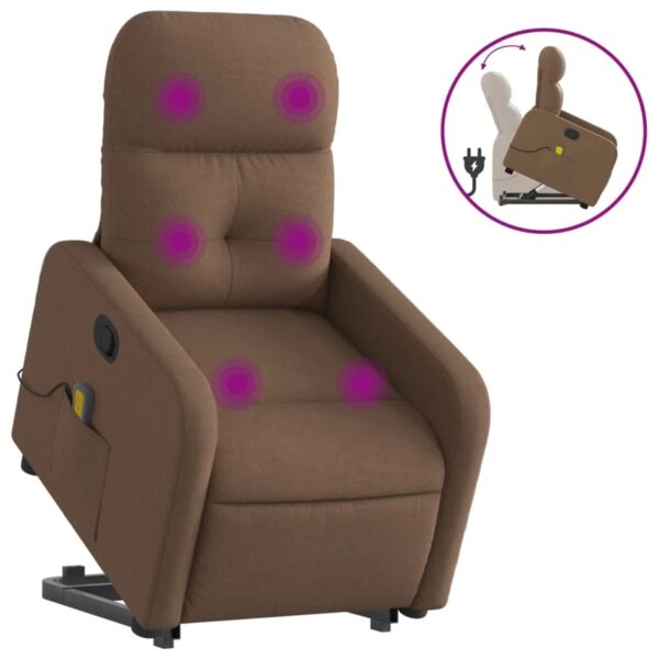 vidaXL Massagesessel mit Aufstehhilfe Braun Stoff Modell 12