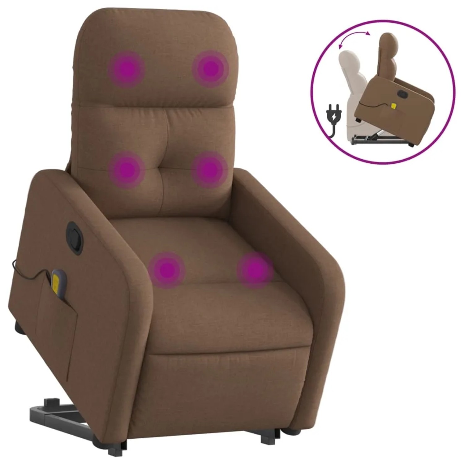 vidaXL Massagesessel mit Aufstehhilfe Braun Stoff Modell 12