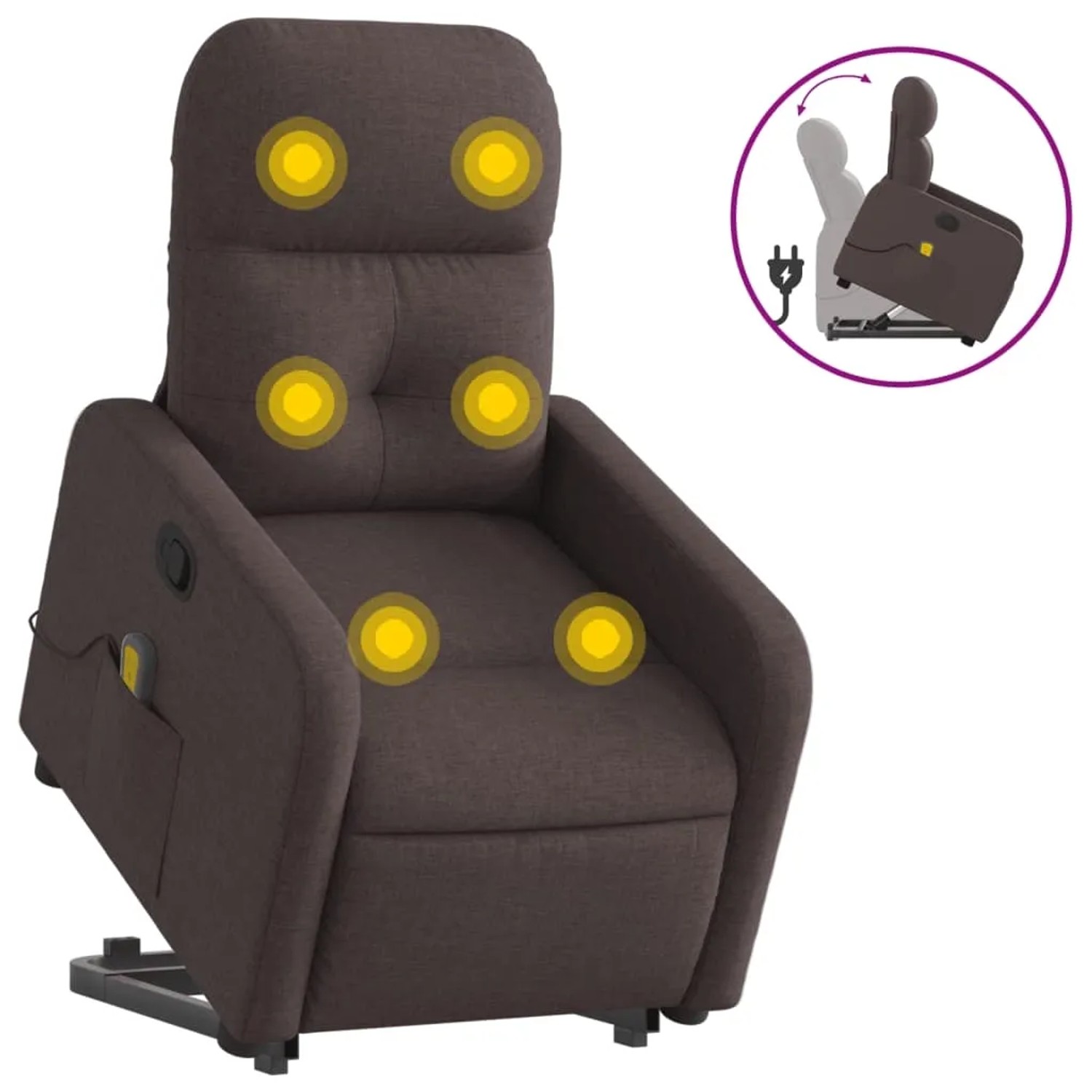 vidaXL Massagesessel mit Aufstehhilfe Dunkelbraun Stoff Modell 12