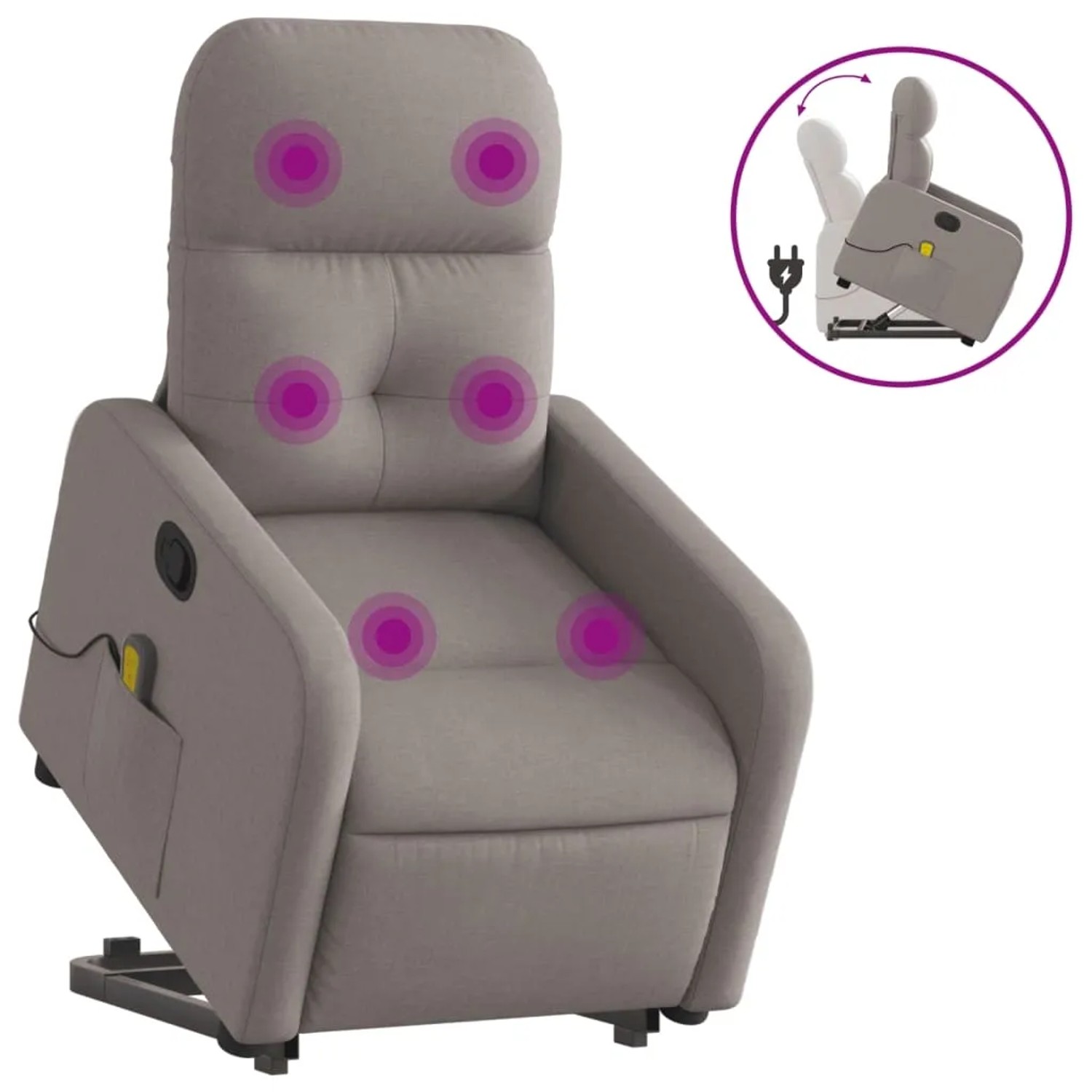 vidaXL Massagesessel mit Aufstehhilfe Taupe Stoff Modell 12