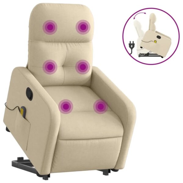 vidaXL Massagesessel mit Aufstehhilfe Creme Stoff Modell 12