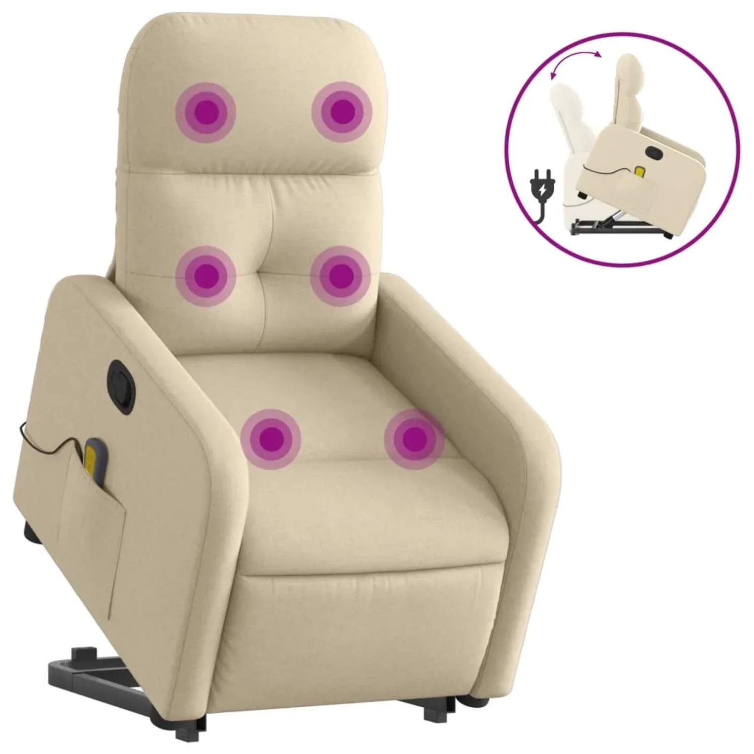 vidaXL Massagesessel mit Aufstehhilfe Creme Stoff Modell 12