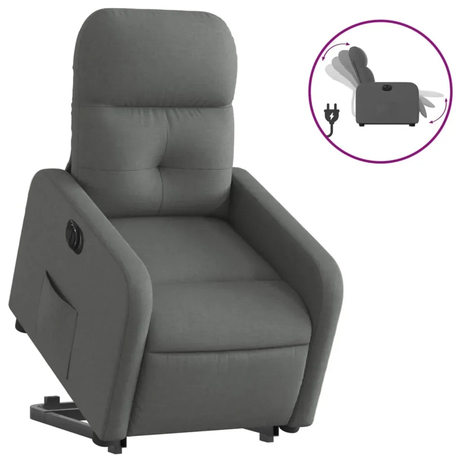 vidaXL Relaxsessel mit Aufstehhilfe Elektrisch Dunkelgrau Stoff Modell 13